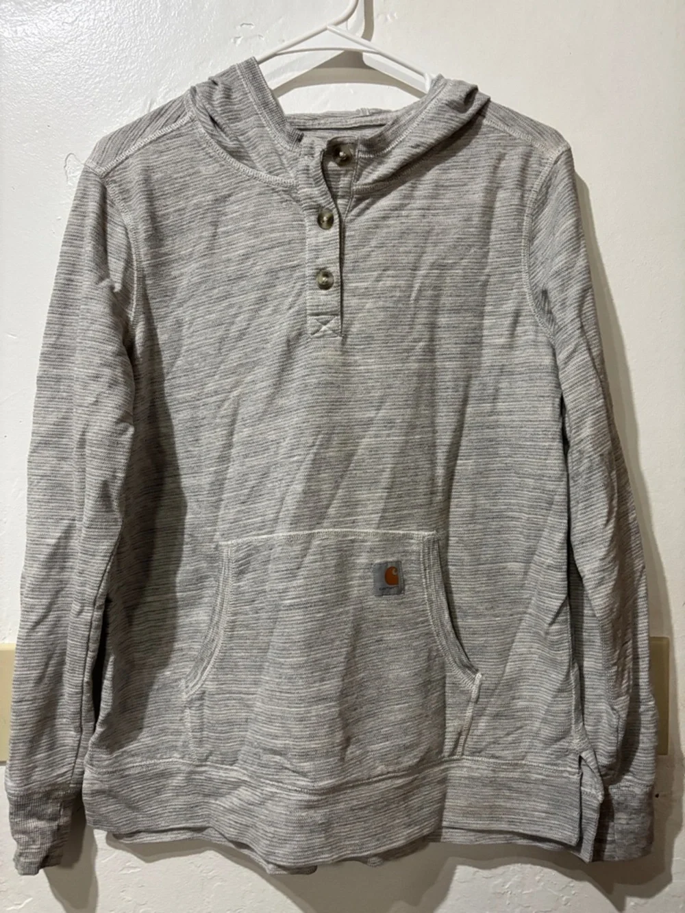 Carhartt Heather Gray Hooded Henley Pullover - Picture 1 of 1